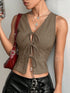 'Narskin' Tie Up V-Neck Tank Top - Celes Fashion